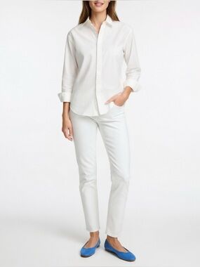Ralph Lauren White Boyfriend Fit Long Sleeve Button-Down Shirt